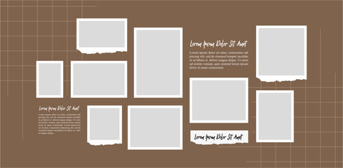 Pictures or photos frame collage. comics page grid layout abstract photo frames and digital photo wall template