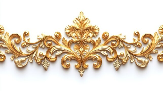 Ornate gold baroque floral design, ideal for borders. Perfect for luxury, elegance, and vintage projects.