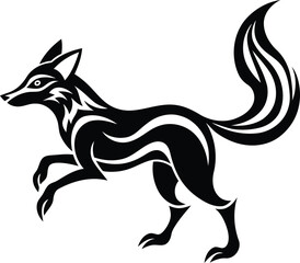 Beautiful Fierce Fox vector illustration, Premium quality fierce Fox silhouette vector art, fierce Fox line art vector