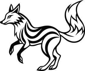 Beautiful Fierce Fox vector illustration, Premium quality fierce Fox silhouette vector art, fierce Fox line art vector