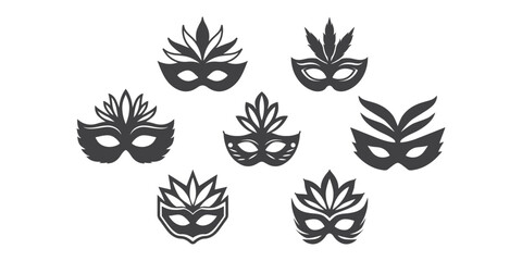 Professional Carnival mask Icons Silhouette Vector Illustration