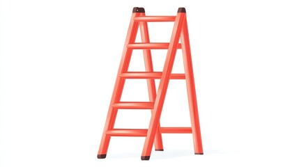 An orange step ladder isolated on a white background, ideal for construction, home improvement projects, or decorating tasks. Durable and lightweight, perfect for various uses.