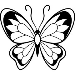 Butterfly and Hearts A Line Art Harmony