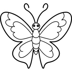 Butterfly and Hearts A Line Art Harmony