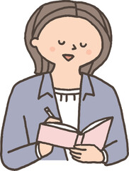 メモを取る女性