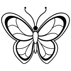 Butterfly and Hearts A Line Art Harmony