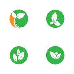 Green leaf logo vector template element symbol design
