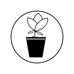 flower pot silhouette icon design template