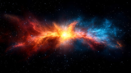 Naklejka premium A vibrant cosmic scene with a colorful nebula and twinkling stars against a dark space background symbolizing the vast beauty of the universe and endless possibilities of space exploration