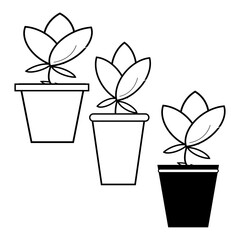 flower pot silhouette icon design template