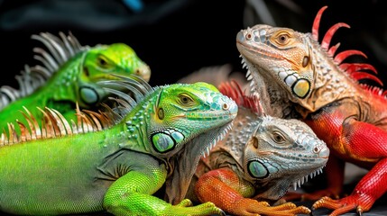 Fototapeta premium Close Up of Colorful Iguanas