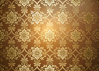 Fototapeta premium Elegant Golden Floral Pattern Wallpaper Design