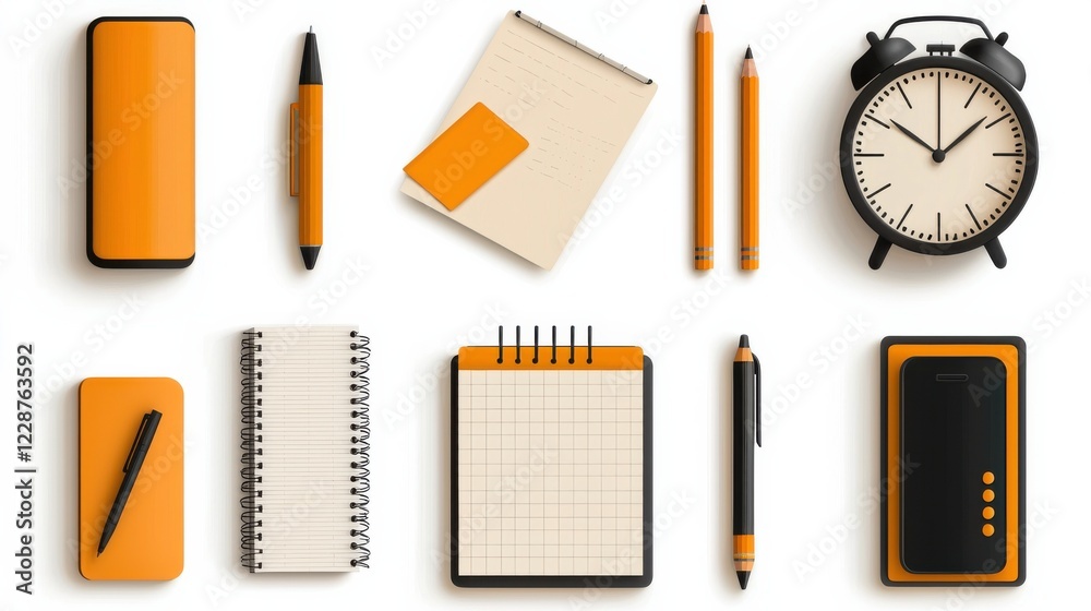 Aufkleber Organizing office essentials sticky notes and mechanical tools for efficient workspaces