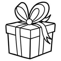 Chic line art of a present with ribbon details