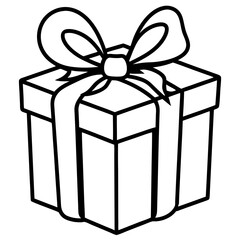 Chic line art of a present with ribbon details