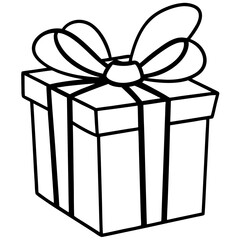 Chic line art of a present with ribbon details