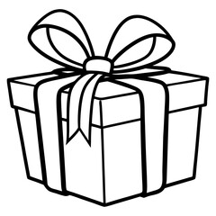 Chic line art of a present with ribbon details