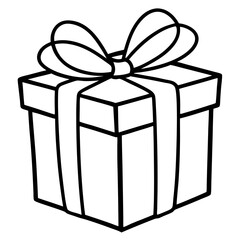 Chic line art of a present with ribbon details