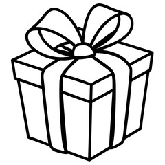 Chic line art of a present with ribbon details