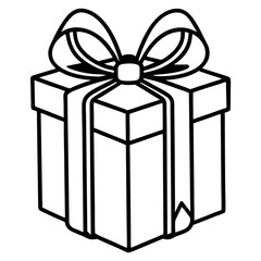 Chic line art of a present with ribbon details