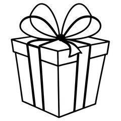 Chic line art of a present with ribbon details