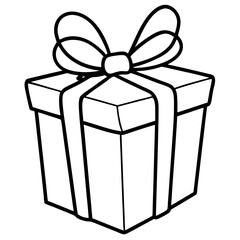 Chic line art of a present with ribbon details