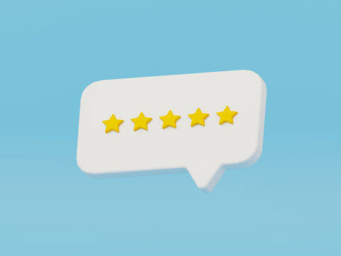 アイソメトリックなレビュー星5つのふきだし　背景素材Review 5 stars on speech bubble Background Material