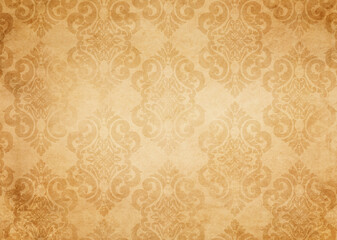 Old paper texture with retro patterns. Vintage wallpaper background for design.