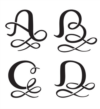 Stylized Monogram Set Letters A,B,C,D