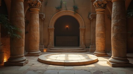 antique stone podium