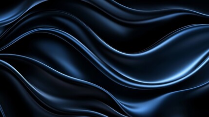Abstract blue black background Blue silk satin texture background Beautiful soft wavy folds on shiny fabric Dark elegant background for your design