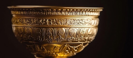 Ornate golden chalice with intricate carvings.