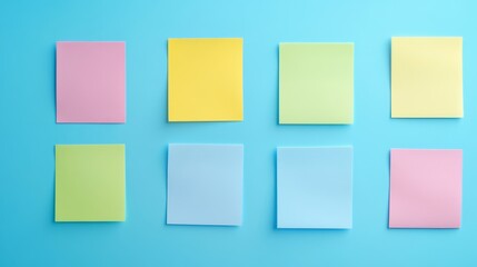 Set of colorful blank sticky notes background Empty sticky notepad paper copy space collection stuck on wall