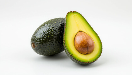 fresh avocado fruit on a white background, created by generative AI.