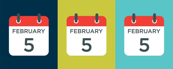 calendar - February 5 icon illustration isolated vector sign symbol