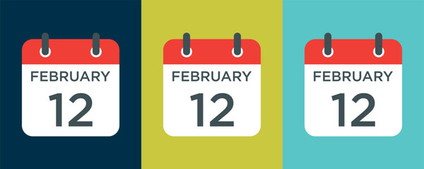 calendar - February 12 icon illustration isolated vector sign symbol
