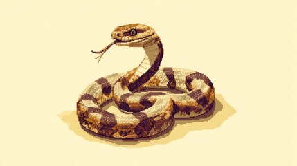 Obraz premium Desert snake coiled, sandy background, wildlife illustration, nature poster