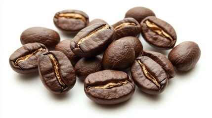 Obraz premium Roasted coffee beans isolated on white background