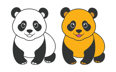 Fototapeta premium Panda Silhouette in Vector illustration Art design with White Color Background, cute panda teddy vector. 