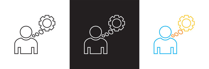 Set of idea related icons. Editable stroke. isolated on white and black background. vector illustration. EPS 10