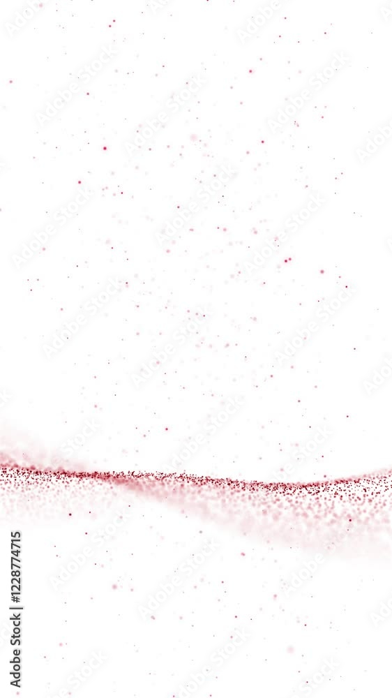 Poster slow motion red dotted waves isolated on white loop vertical animation.