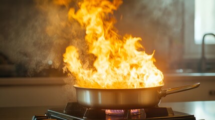 Cooking with an electric pan causes a short circuit The power plug contains flames and smoke Fire ignites Using non-standard equipment is dangerous overload