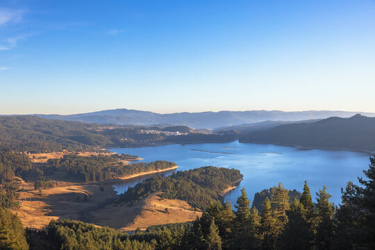 landscape of Dospat lake in Bulgaria