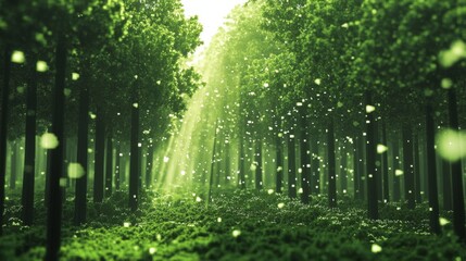 Obraz premium Nature and Technology Blend in Pixelated Forestscape: A Stunning Fusion of Elements