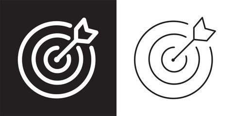 Target solid and thin line web icon Vector illustration set 
