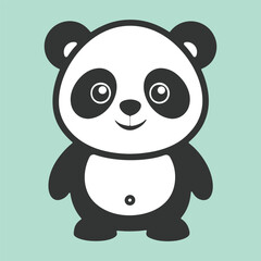 Panda Silhouette in Vector illustration Art design with White Color Background, cute panda teddy vector.  