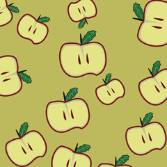 Green apple cut in half minimalist