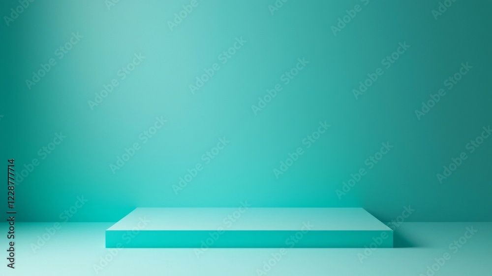 Poster clean and bright turquoise background creates an inviting atmosphere, perfect for showcasing artwork