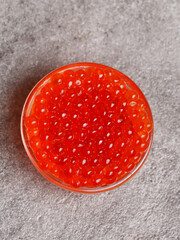 jar of red caviar top view