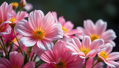 Obraz premium Pink Cosmos Flowers Blooming Close Up Photography